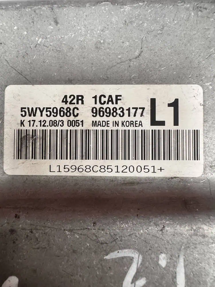 5WY5968C-2 Centralina Motore Chevrolet Aveo 1.2 Benzina - 5WY5968C