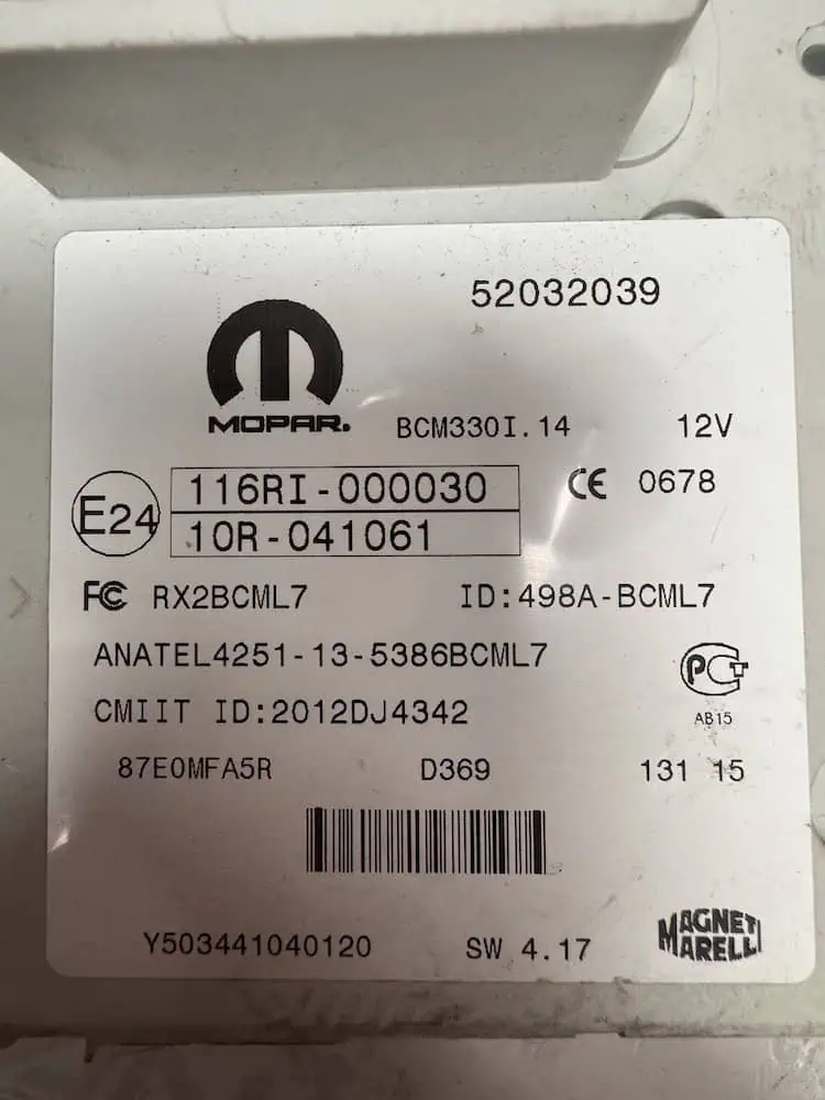 Centralina Body Computer Fiat 500L 0.9 TwinAir Turbo - 52032039