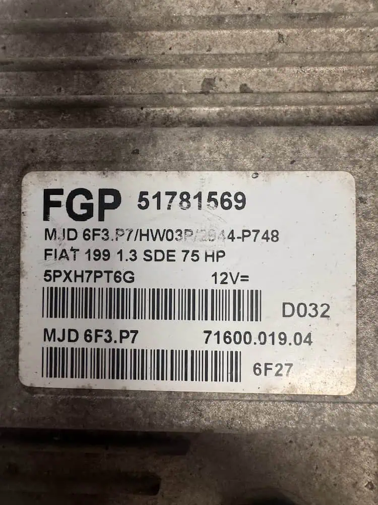 Centralina Motore Fiat Grande Punto 1.3 MJT (55kw) - 51781569