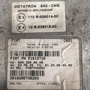 Centralina Motore Metano Fiat Panda 1.2 (44kw) - 51815710