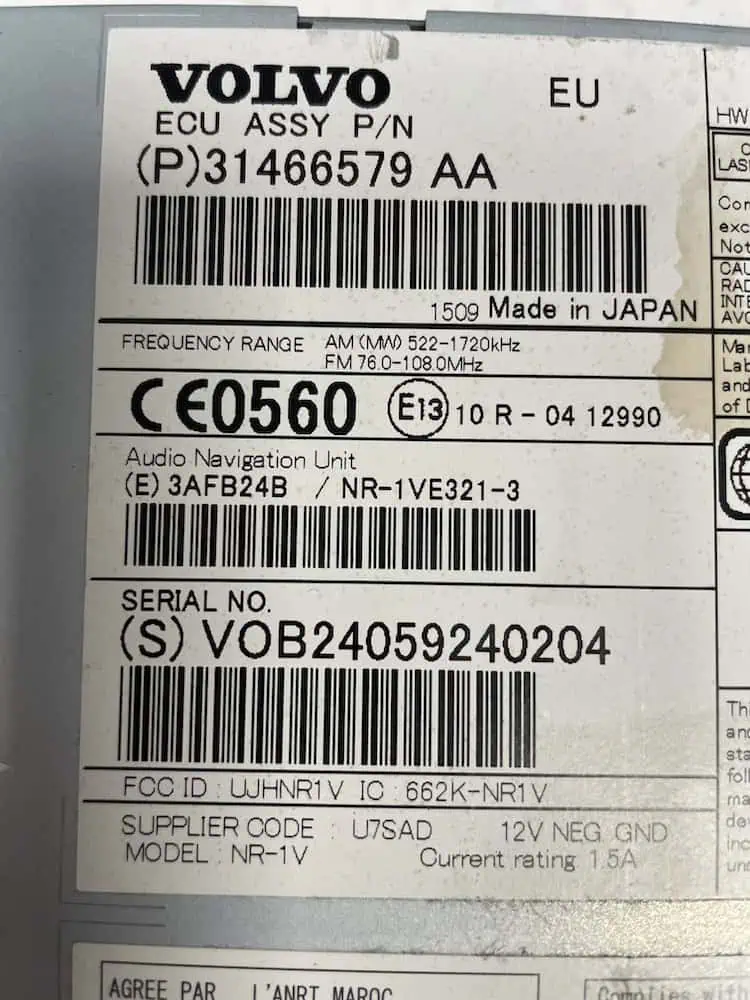 P31466579-2 Autoradio Volvo V60 1.6 DRIVe (84kw) - P31466579