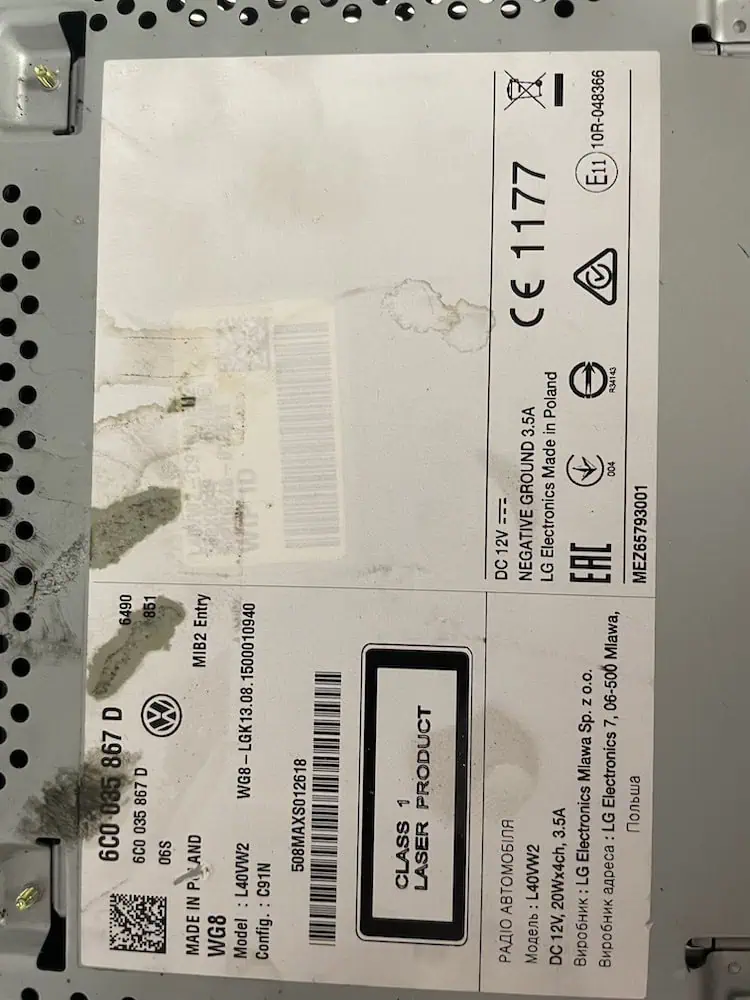 6C0035867D-2 Autoradio/Display Volkswagen Polo V 1.2 TSI 16V (66kw) – 6C0035867D
