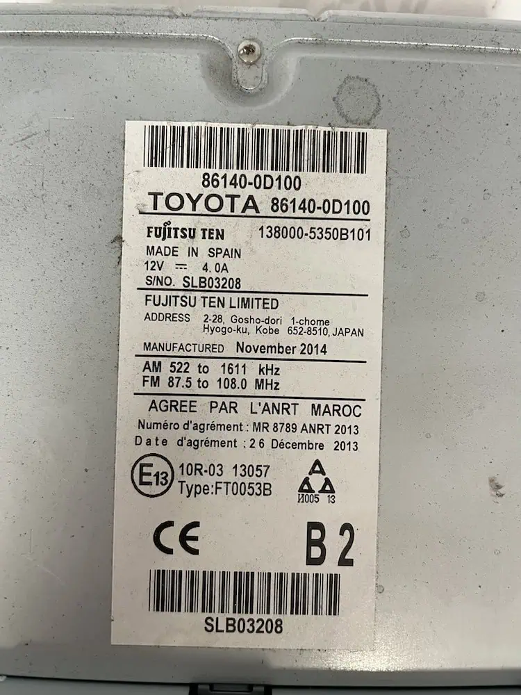 861400D100-2 Autoradio/Display Toyota Yaris 1.3 16V Benzina (70kw) – 861400D100