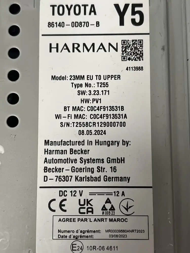 861400D870B-2 Autoradio Touch Screen Toyota Yaris 1.5 Hybrid (2020 >) – 861400D870B