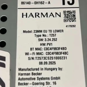 861400H162A-2 Autoradio/Display CD Toyota Aygo 1.0 Benzina (2022 >) – 861400H162A