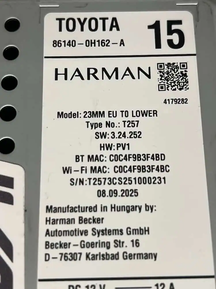 861400H162A-2 Autoradio/Display CD Toyota Aygo 1.0 Benzina (2022 >) – 861400H162A