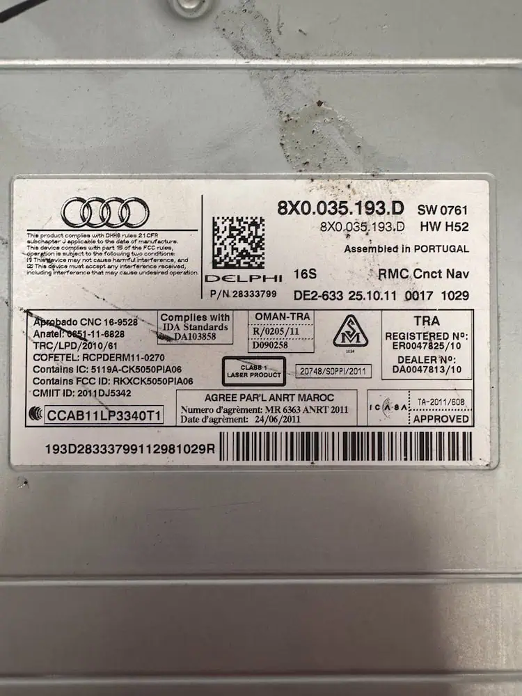 Autoradio CD Audi A1 Sportback 1.6 TDI (11-15) – 8X0035193D